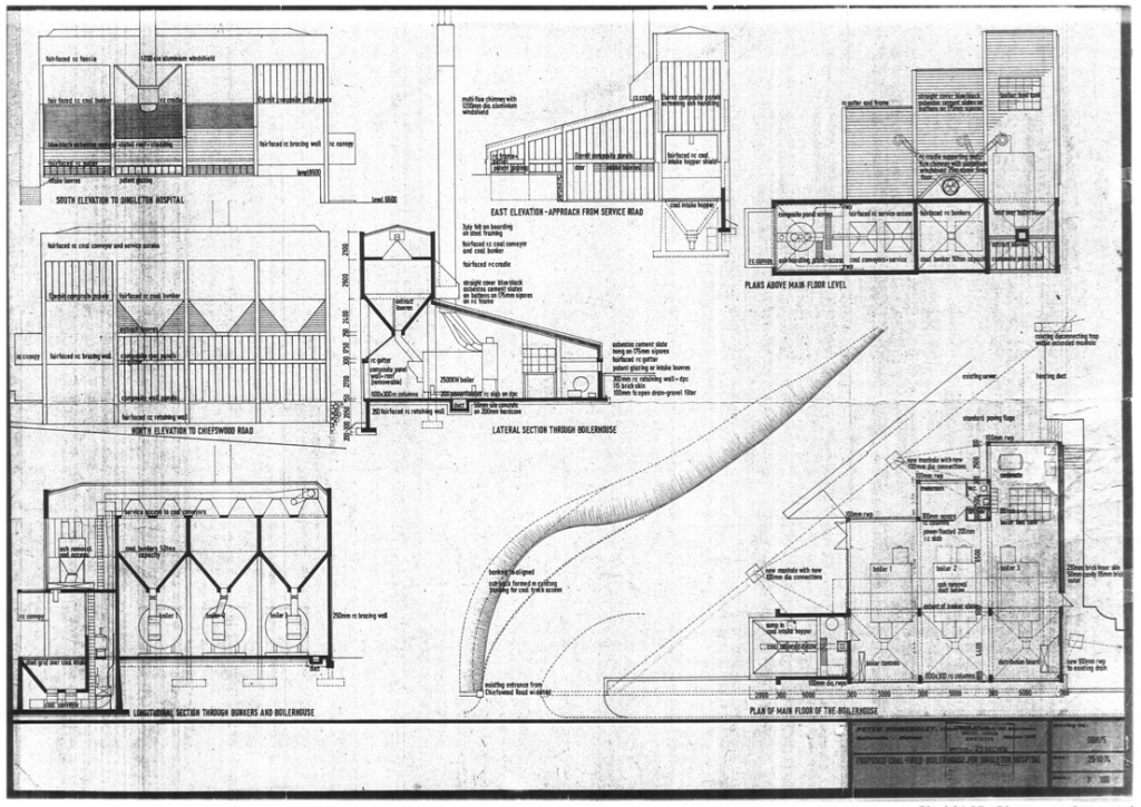 Peter Womersely original drawings for Dingleton Boilerhouse