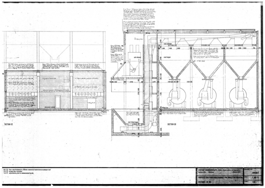 Peter Womersley original drawings for Dingleton Boilerhouse