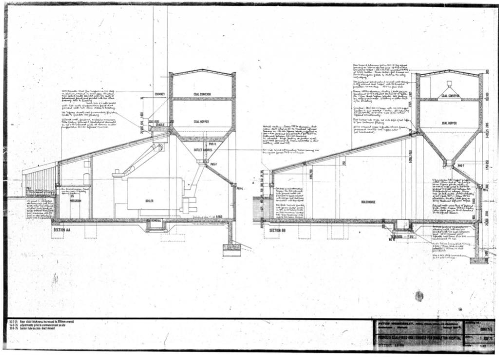 Peter Womersley original drawings for Dingleton Boilerhouse