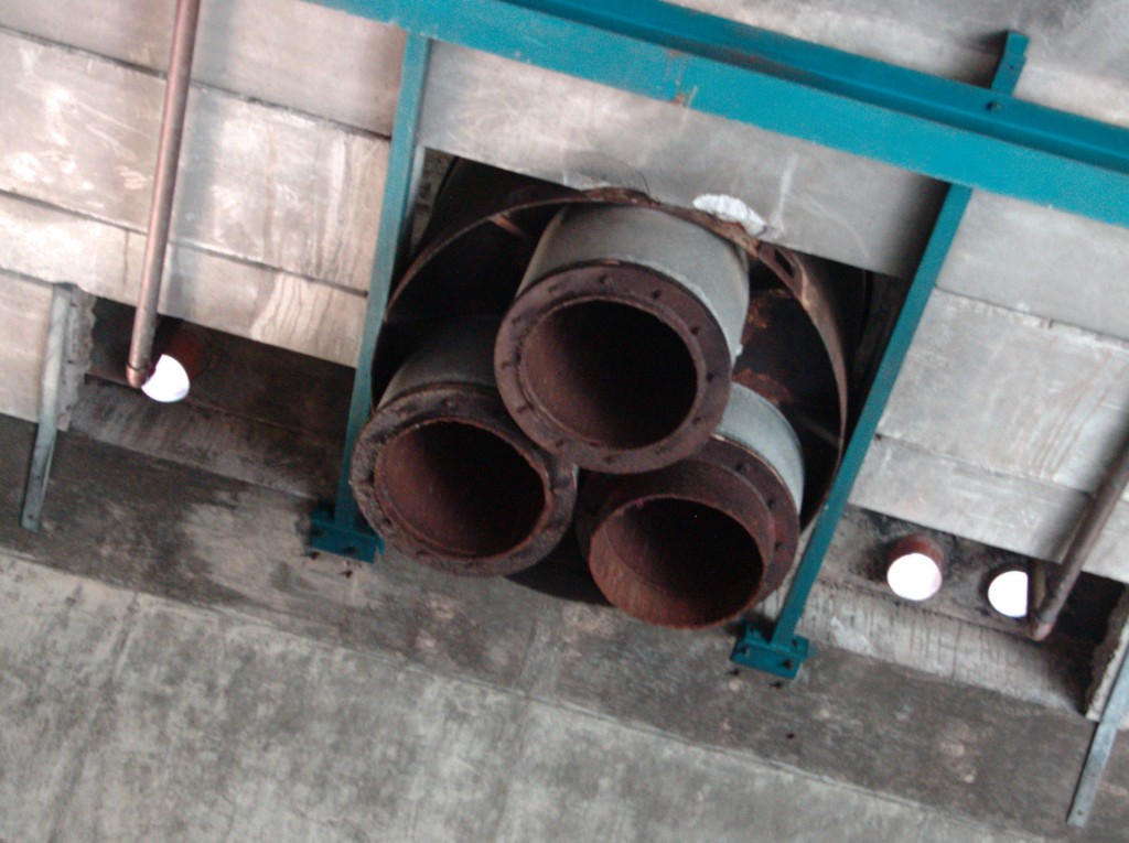 Dingleton Boilerhouse looking up to base of chimney, photo CJ Hurst