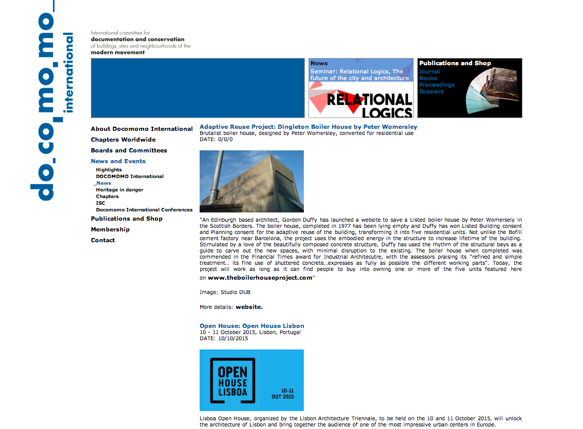 more web coverage on Docomomo International